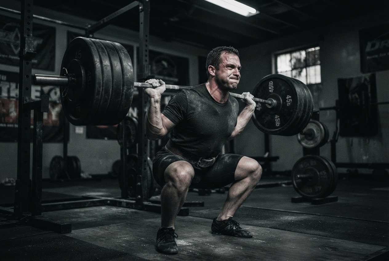High-intensity strength training action shot